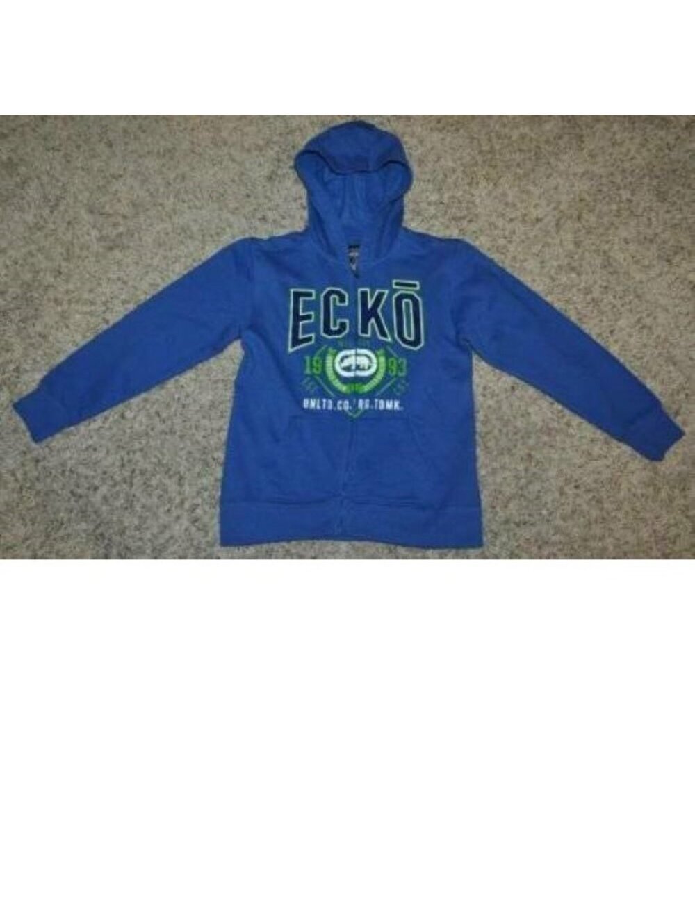 Boys Hoodie Jacket 14/16 Blue Ecko Unlimited Zip Up Hoodie Fleece Lined Hooded